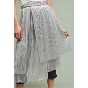 Anthropologie Maeve Metallic Silver Skirted Pants NWT Size 6 (Small)
